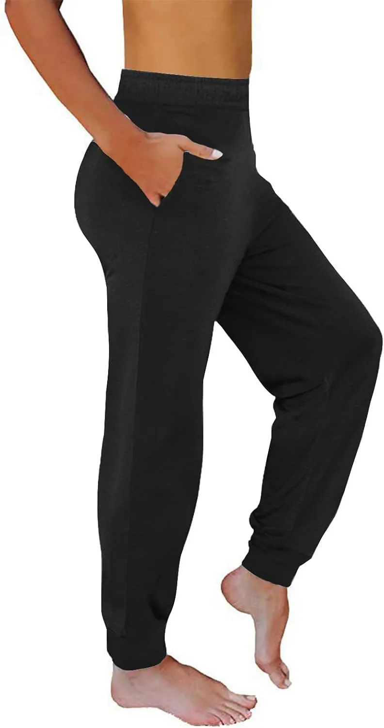 Sweatpants for Women with Pockets Stretch High Waist Jogger Sweat Pants Loose Fit Casual Lightweight Workout Trousers