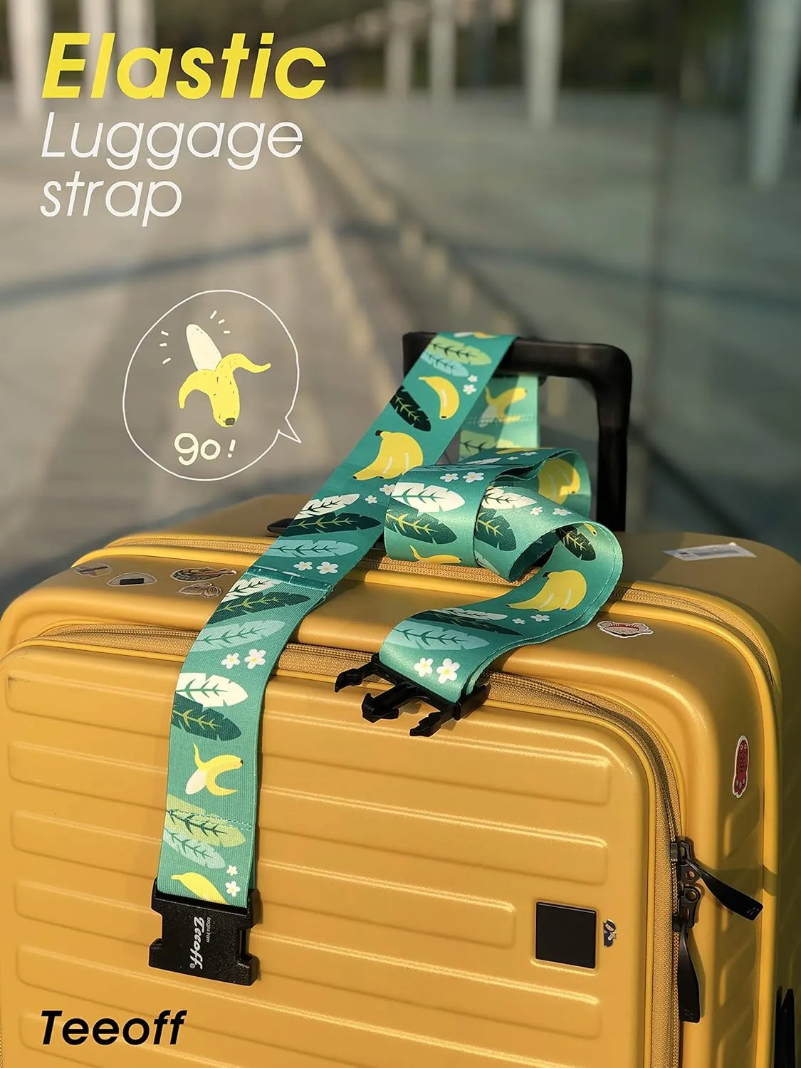 Teeoff Elastic Luggage Straps Suitcase Belts Travel Bag Accessories Adjustable 220CM (Banana)