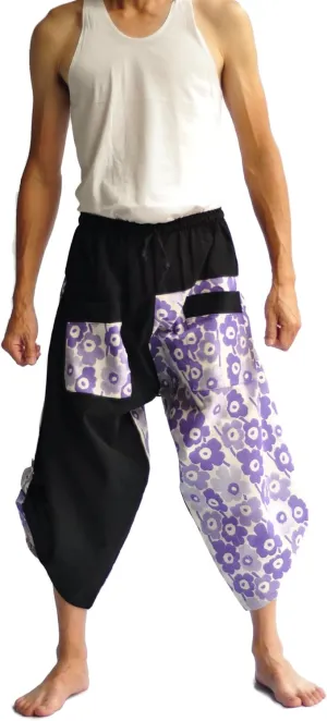 Thai Pants Trendy Pant Thai Style Pants Yoga Pant Summer Pants Thai Harem Pants Men's Thai Baggy Pants One Size Mini Flower Design Violet Purple