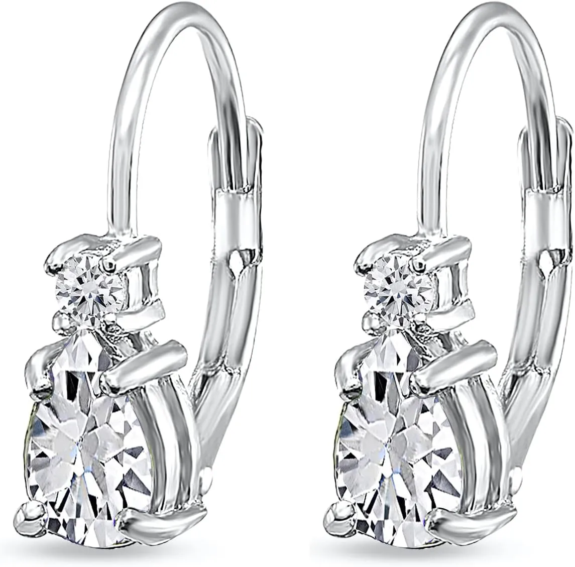 Tiny Birthstone Earrings Sterling Silver for Women, Genuine or Synthetic Gemstone Leverback Teardrop Huggie Earring