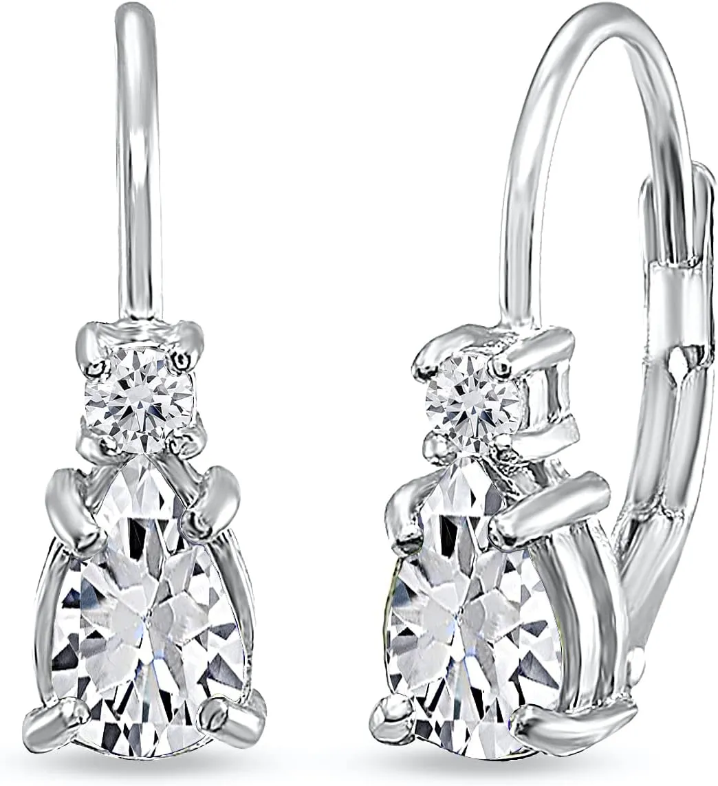 Tiny Birthstone Earrings Sterling Silver for Women, Genuine or Synthetic Gemstone Leverback Teardrop Huggie Earring