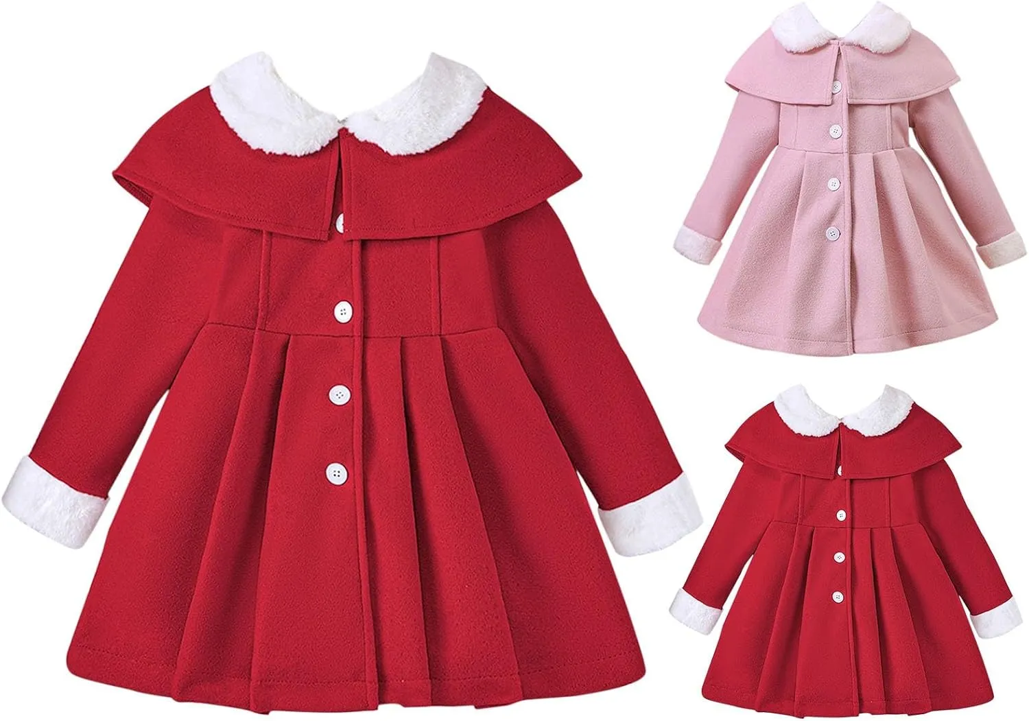 Toddler Baby Girls Wool Blend Coat Flece Lapel Shawl Button Down Dress Outwear Trench Jacket Winter 5t down Coat Girls
