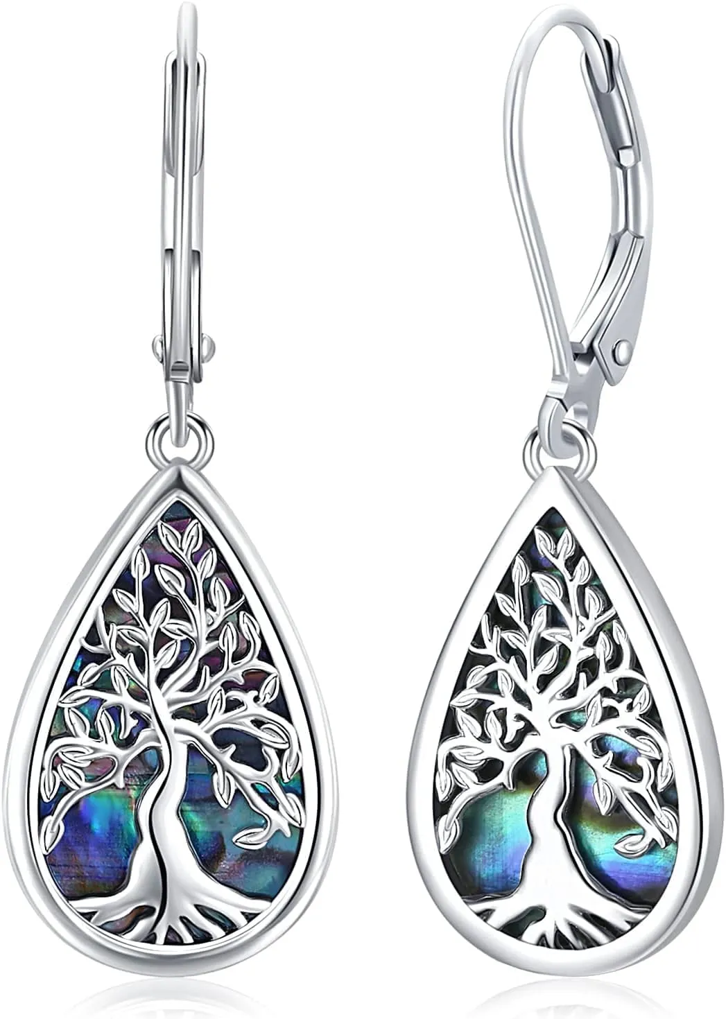 Tree of life Dangle Earrings Sterling Silver Moonstone/Turquoise/Malachite Earrings for Women Filigree Leverback Earrings Jewelry Gifts