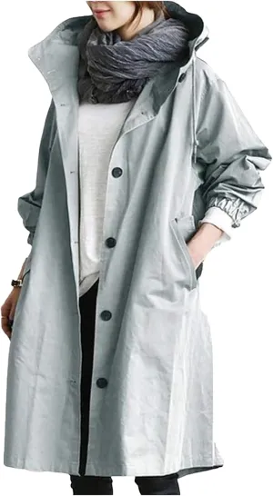 Trench Coat for Women 2024 Rain Jacket Loose Winter Hooded Oversized Elegant Windbreaker Comfortable Coat Fall Outwear