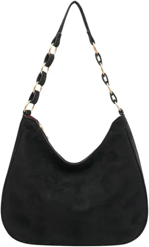 Trendy Suede Crescent Tote Bag Women Slouchy Satchels Shoulder Bag Crossbody Purse Top-handle Travel Tote Handbag 2024
