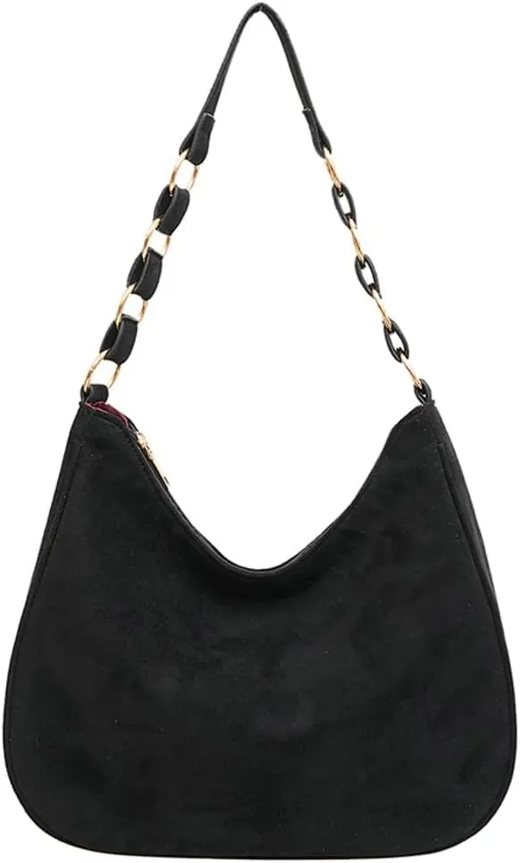 Trendy Suede Crescent Tote Bag Women Slouchy Satchels Shoulder Bag Crossbody Purse Top-handle Travel Tote Handbag 2024
