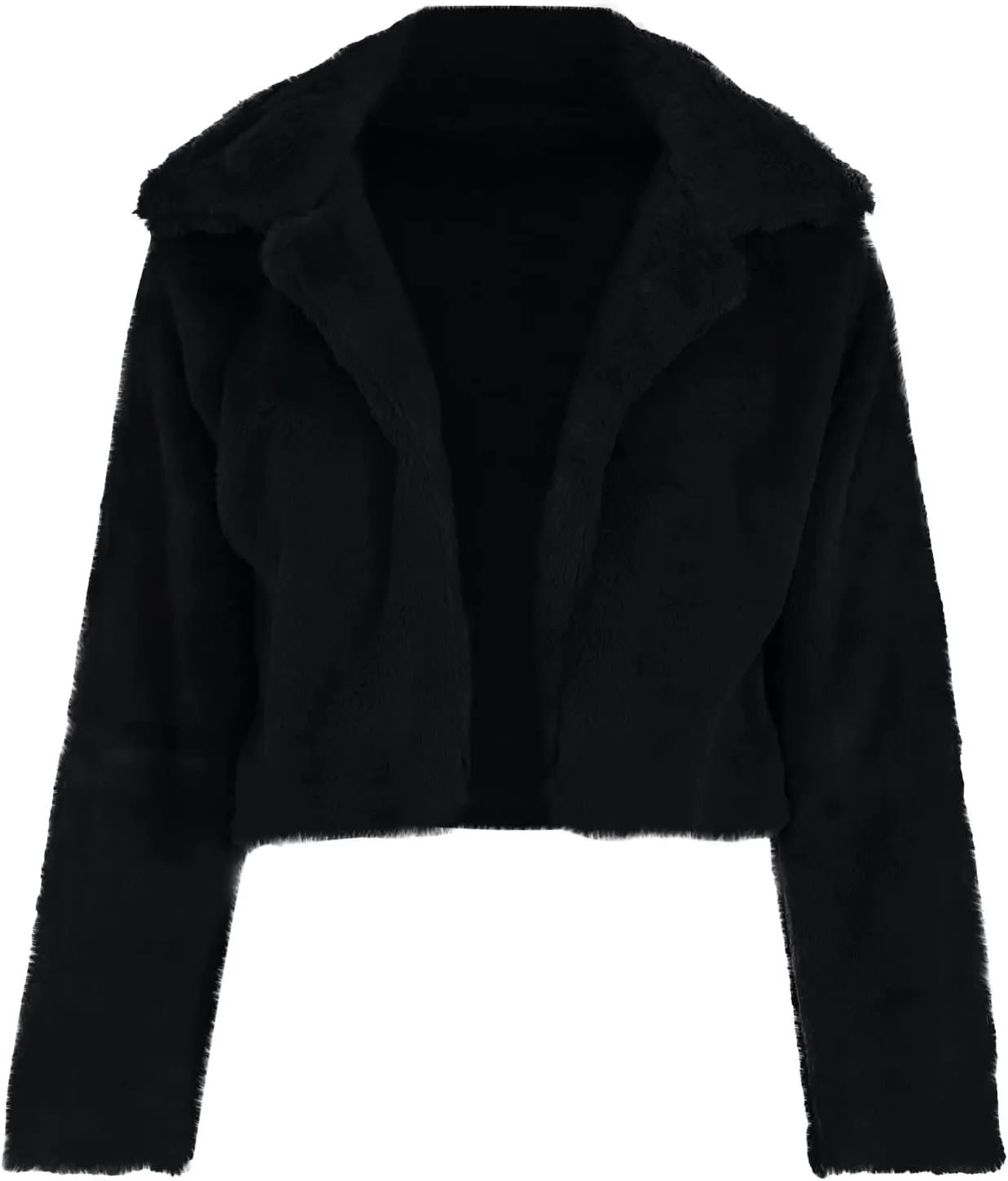 Trendy Winter Coats for Women 2023 Warm Faux Fur Jackets Solid Fleece Turn-Down Collar Outerwear Crop