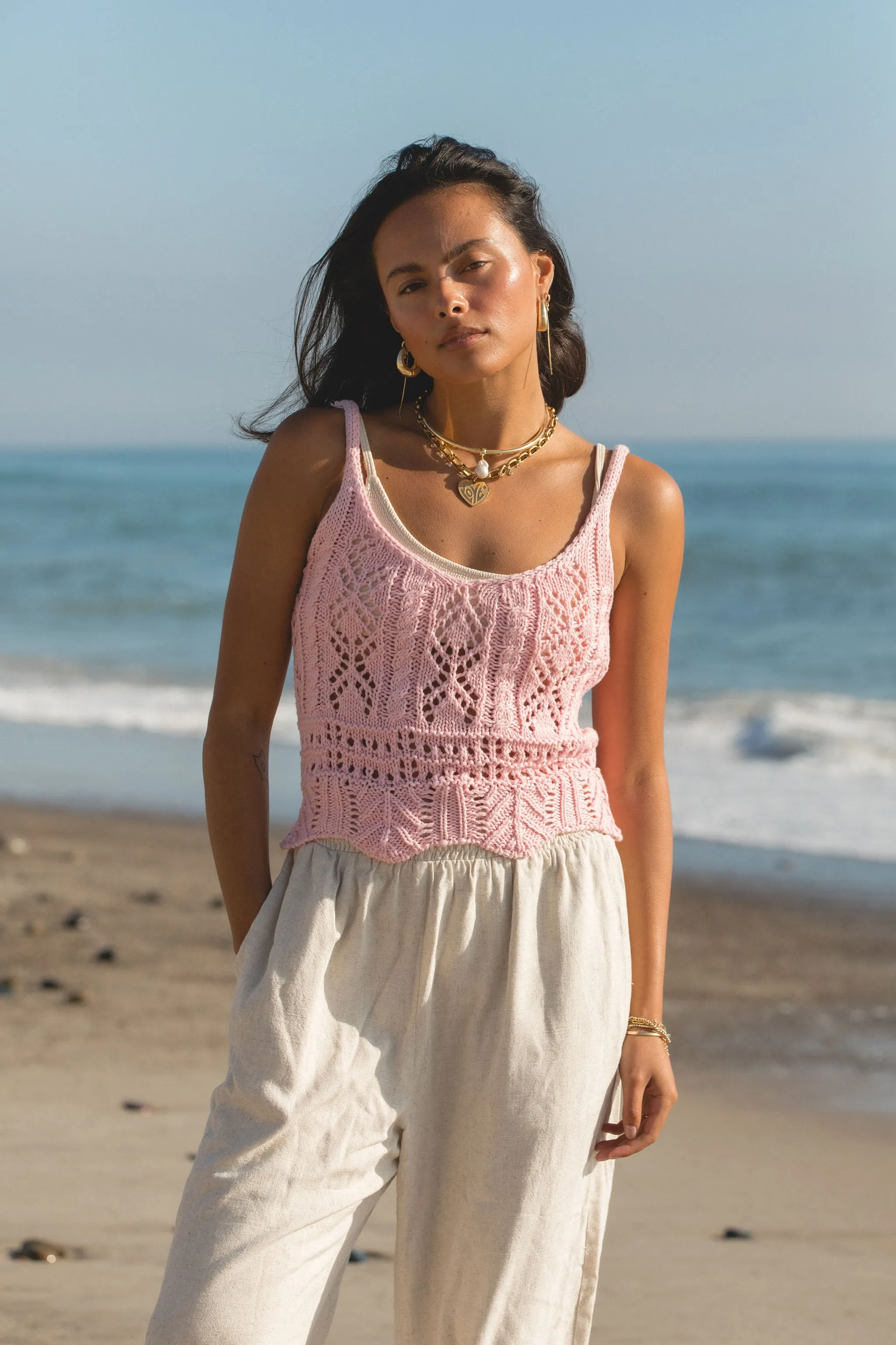 Tropical Crochet Knit Tank