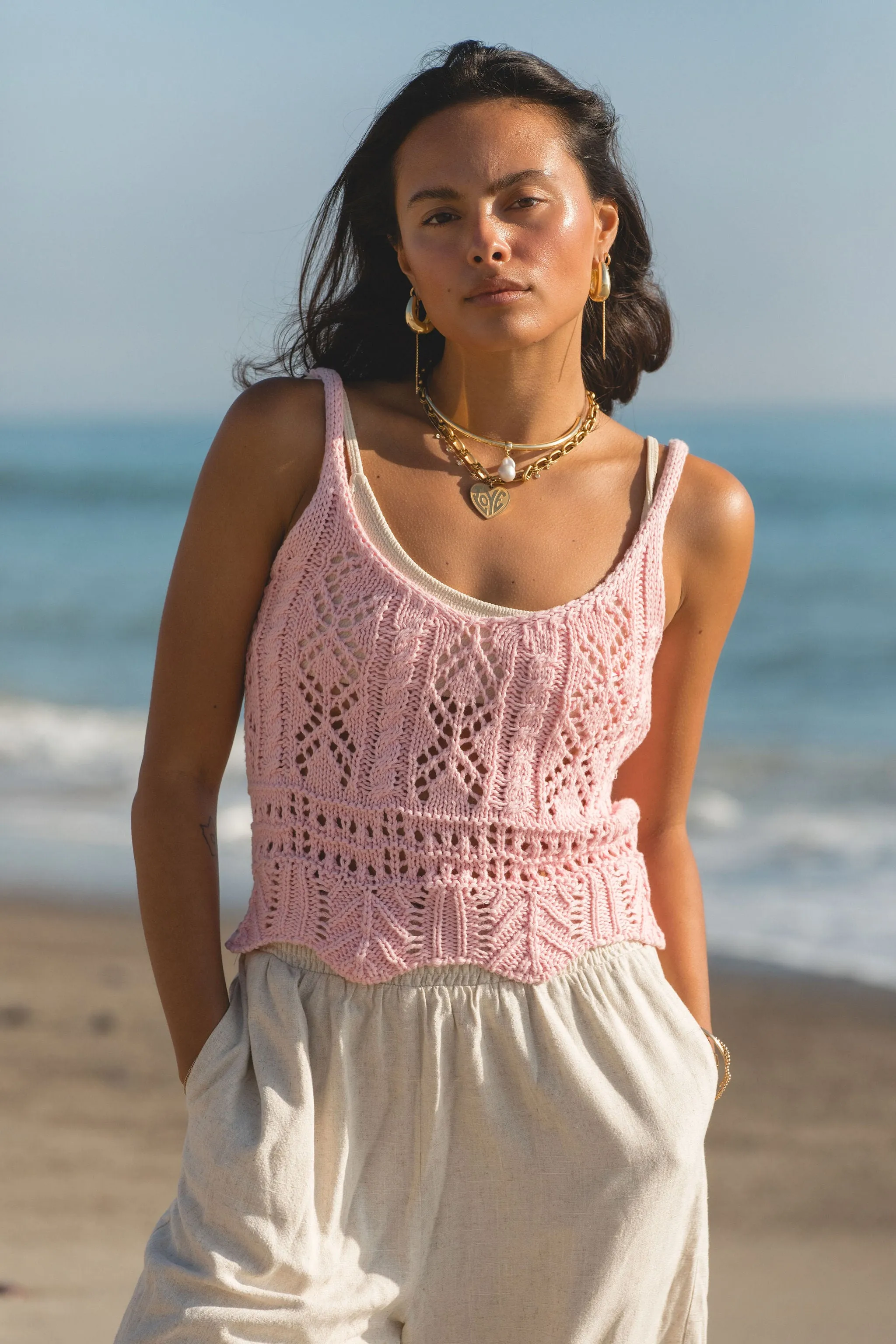 Tropical Crochet Knit Tank