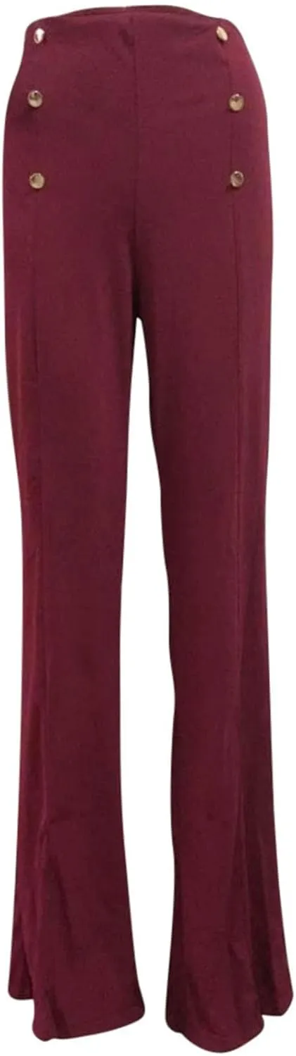 Uillui Dress Pants for Women Business Casual Classy High Waist Flared Sailor Pants Stretchy Wide Leg Trousers Work Slacks
