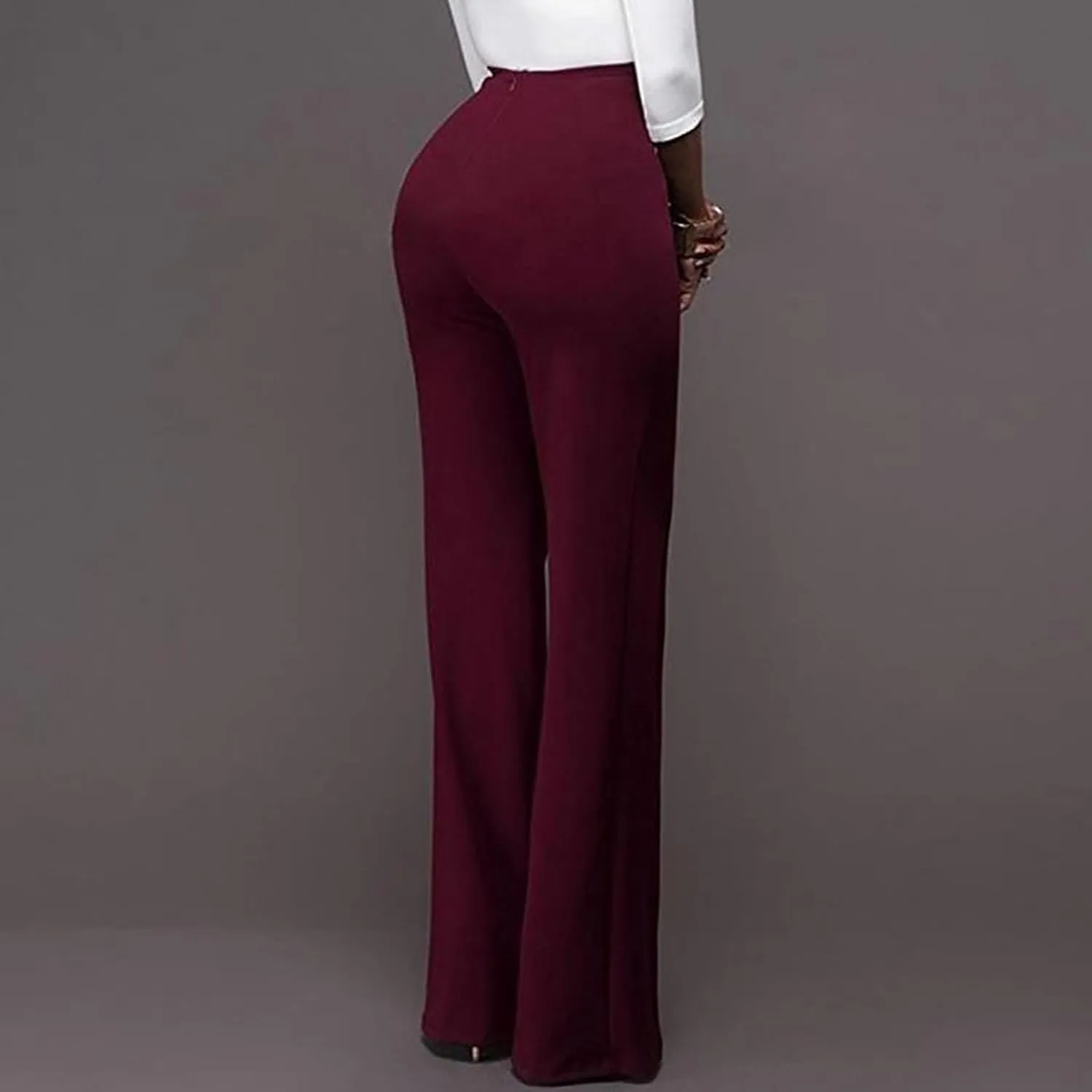 Uillui Dress Pants for Women Business Casual Classy High Waist Flared Sailor Pants Stretchy Wide Leg Trousers Work Slacks