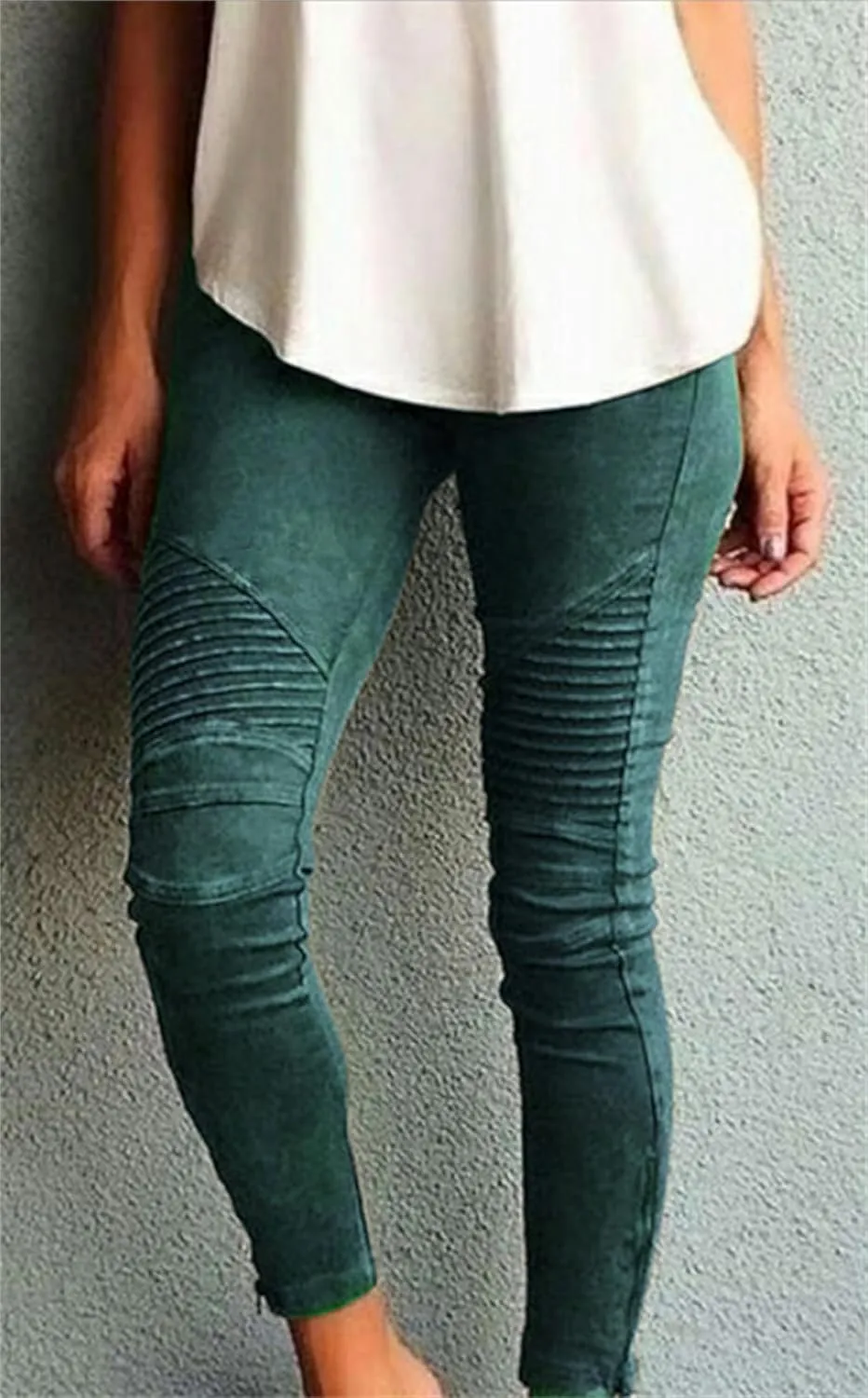 uSecee Moto Leggings for Women High Waist Yoga Leggings Workout Pull On Ankle Stretch Pants Athletic Running Pants Trousers