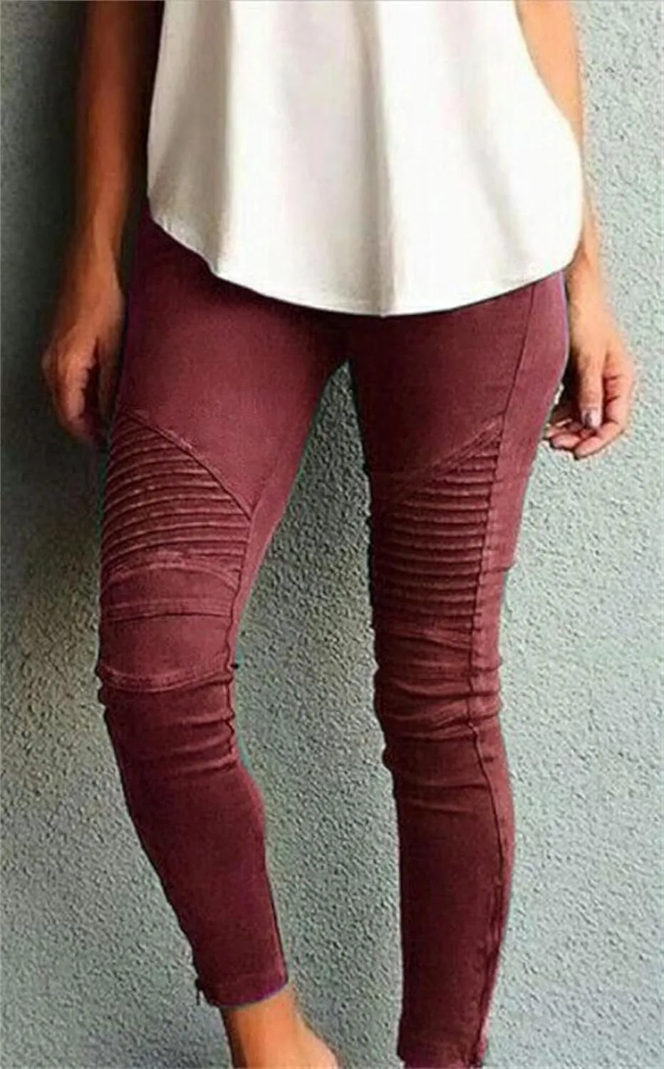 uSecee Moto Leggings for Women High Waist Yoga Leggings Workout Pull On Ankle Stretch Pants Athletic Running Pants Trousers
