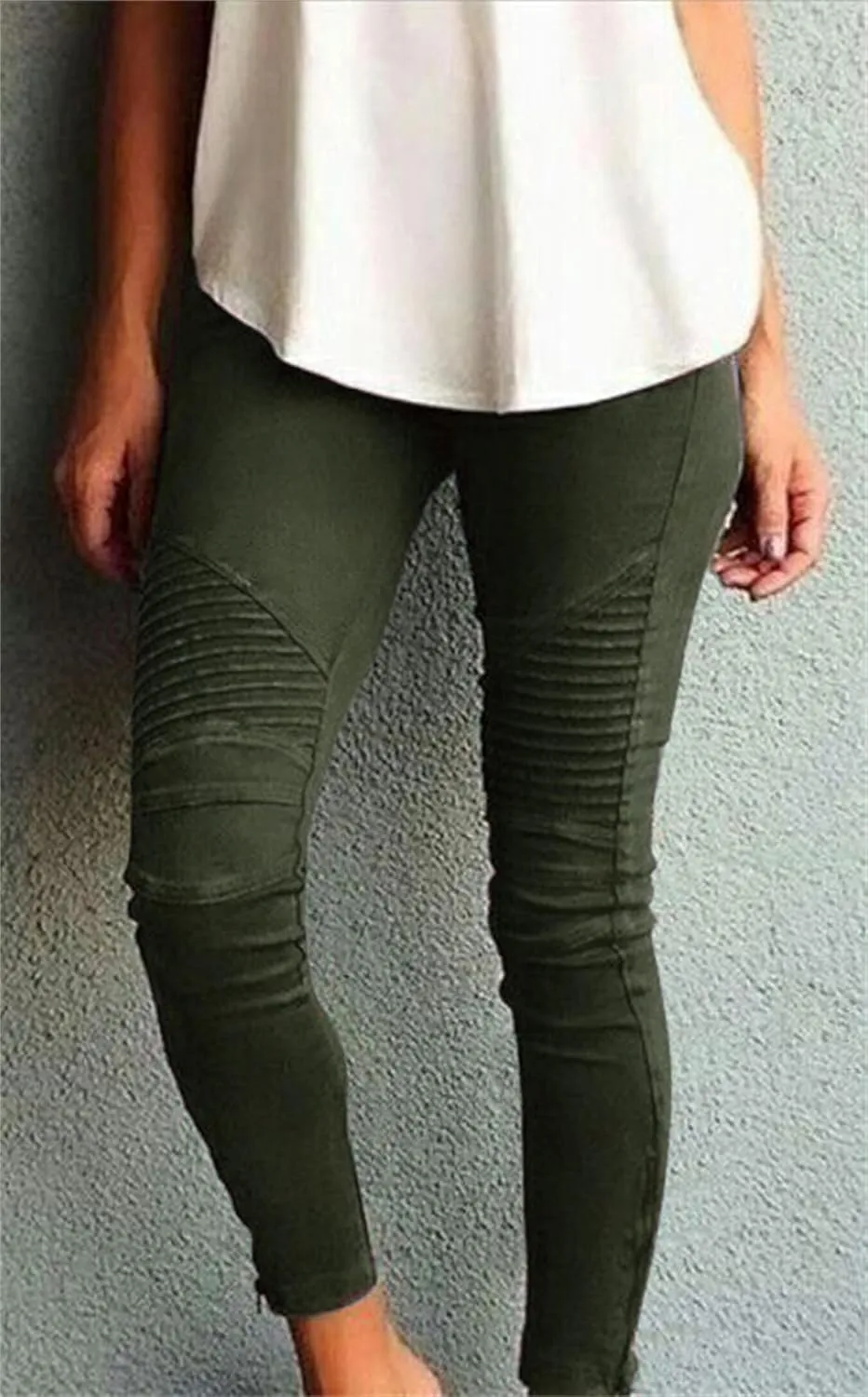 uSecee Moto Leggings for Women High Waist Yoga Leggings Workout Pull On Ankle Stretch Pants Athletic Running Pants Trousers