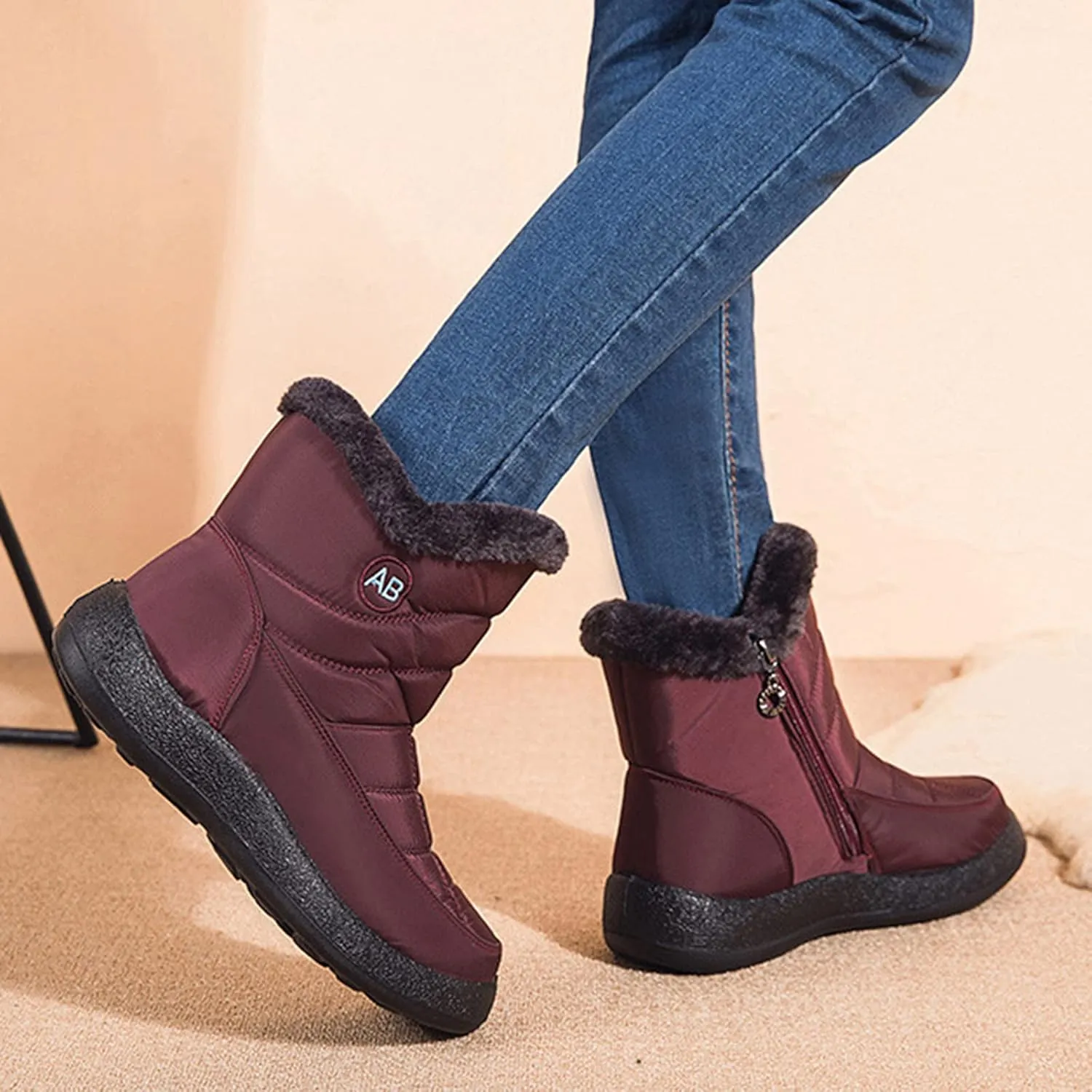 Waterproof Snow Boots for Women Cute Womens Black Snow Boots Slip on Womens Winter Boots 8.5 Wide Winter Snow Boots Womens Winter Hiking Boots Waterproof