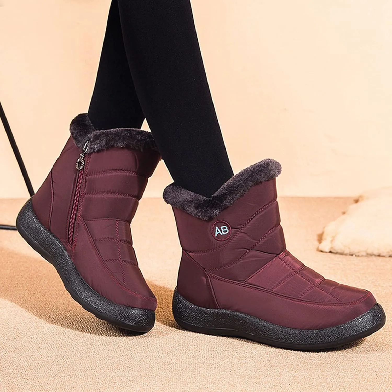 Waterproof Snow Boots for Women Cute Womens Black Snow Boots Slip on Womens Winter Boots 8.5 Wide Winter Snow Boots Womens Winter Hiking Boots Waterproof