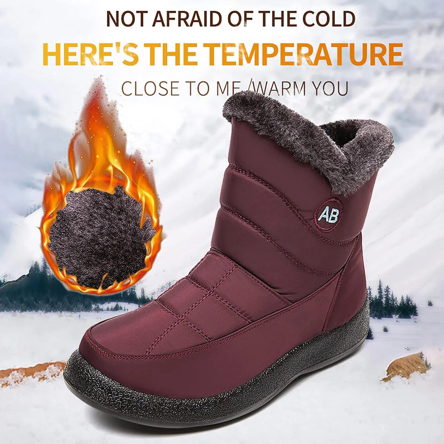 Waterproof Snow Boots for Women Cute Womens Black Snow Boots Slip on Womens Winter Boots 8.5 Wide Winter Snow Boots Womens Winter Hiking Boots Waterproof