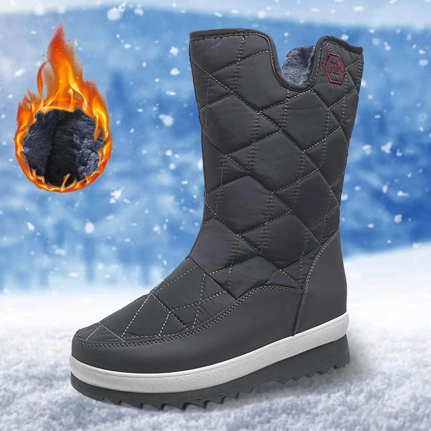 Waterproof Winter Boots Women Wide Snow Boots for Women Cute Ankle Extra Wide Width Women's Winter Boots Outdoor Boots Women 9.5 Botas Para El Frio De Mujer Largas