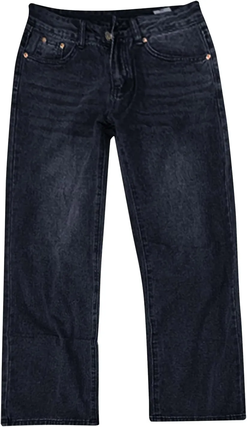 Wide Leg Denim Pants for Woman Y2K Vintage Low Waist Baggy Jeans Stretch Boyfriend Streetwear Trousers with Pockets