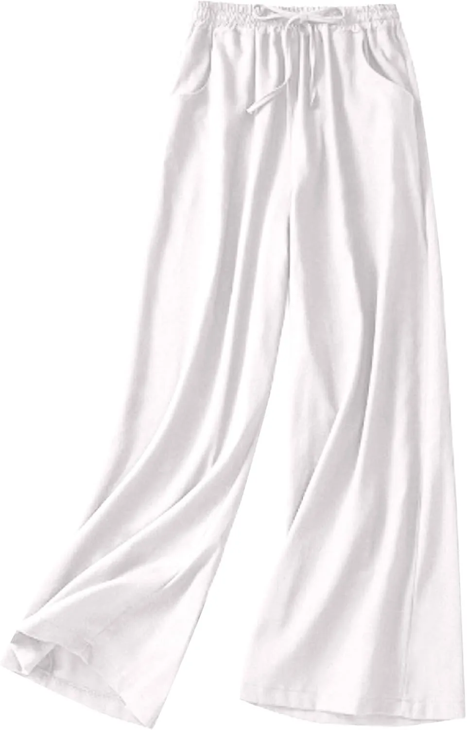 Wide Leg Lightweight Breathable Trouser for Women Drawstring Elastic Waist Baggy Pants Going Out Office Work Pant