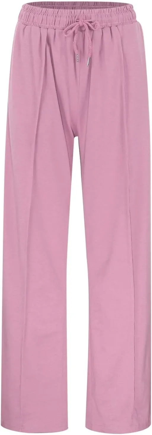 Wide Leg Sweatpants for Women Drawstring Elastic Waisted Lounge Sweat Pants Loose Comfy Athletic Pants with Pockets