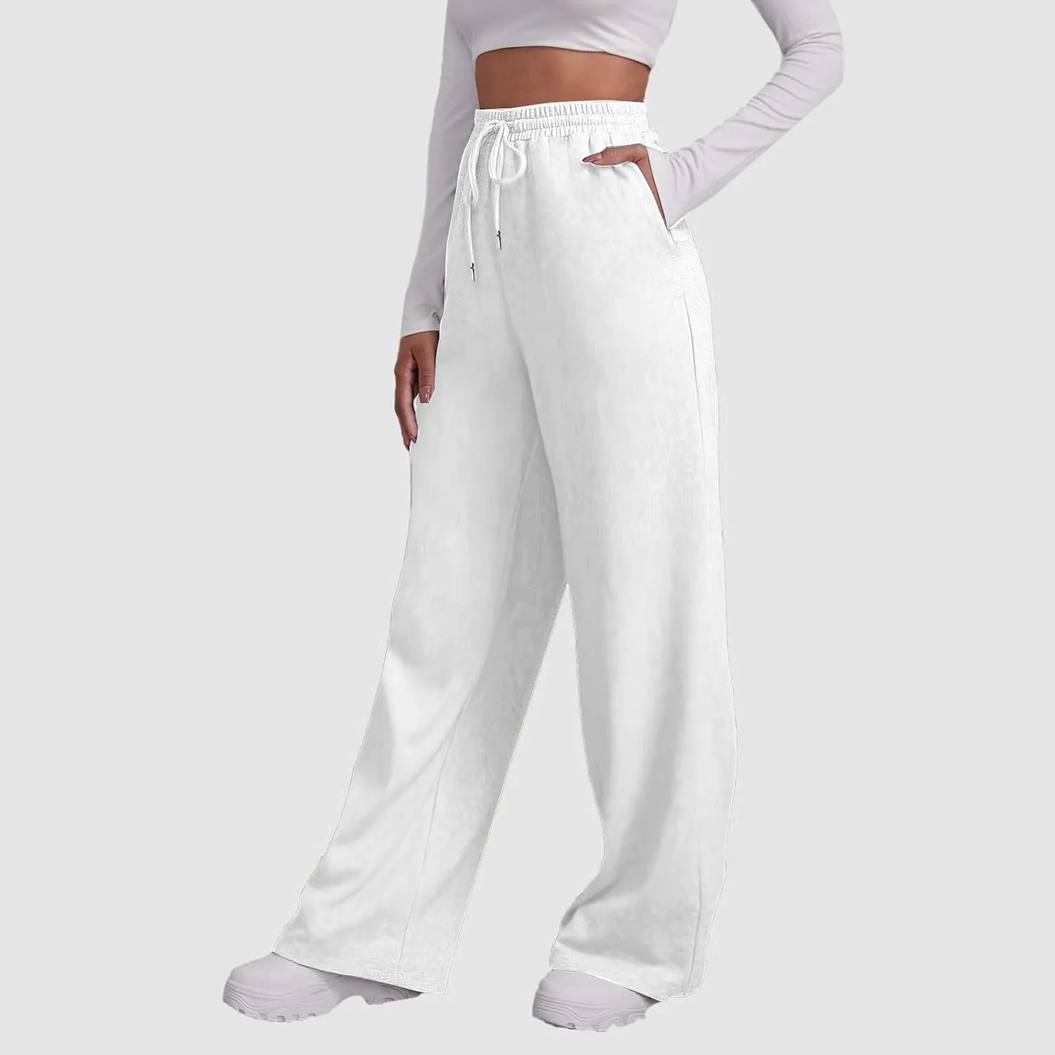Wide Leg Sweatpants Women 2024 High Waist Casual Joggers with Pockets Loose Lightweight Soft Comfy Straight Yoga Sweat Pants