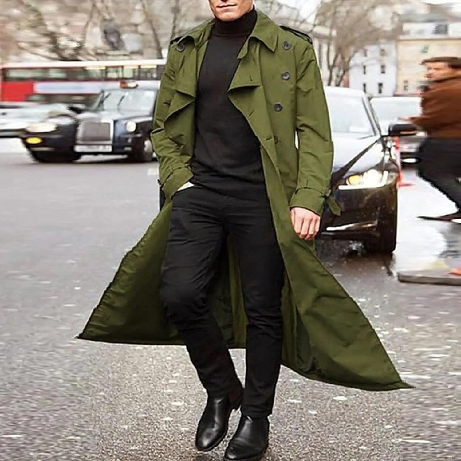 Windbreaker Jackets for Men Classic Loose Long Casual Trendy Solid Jacket