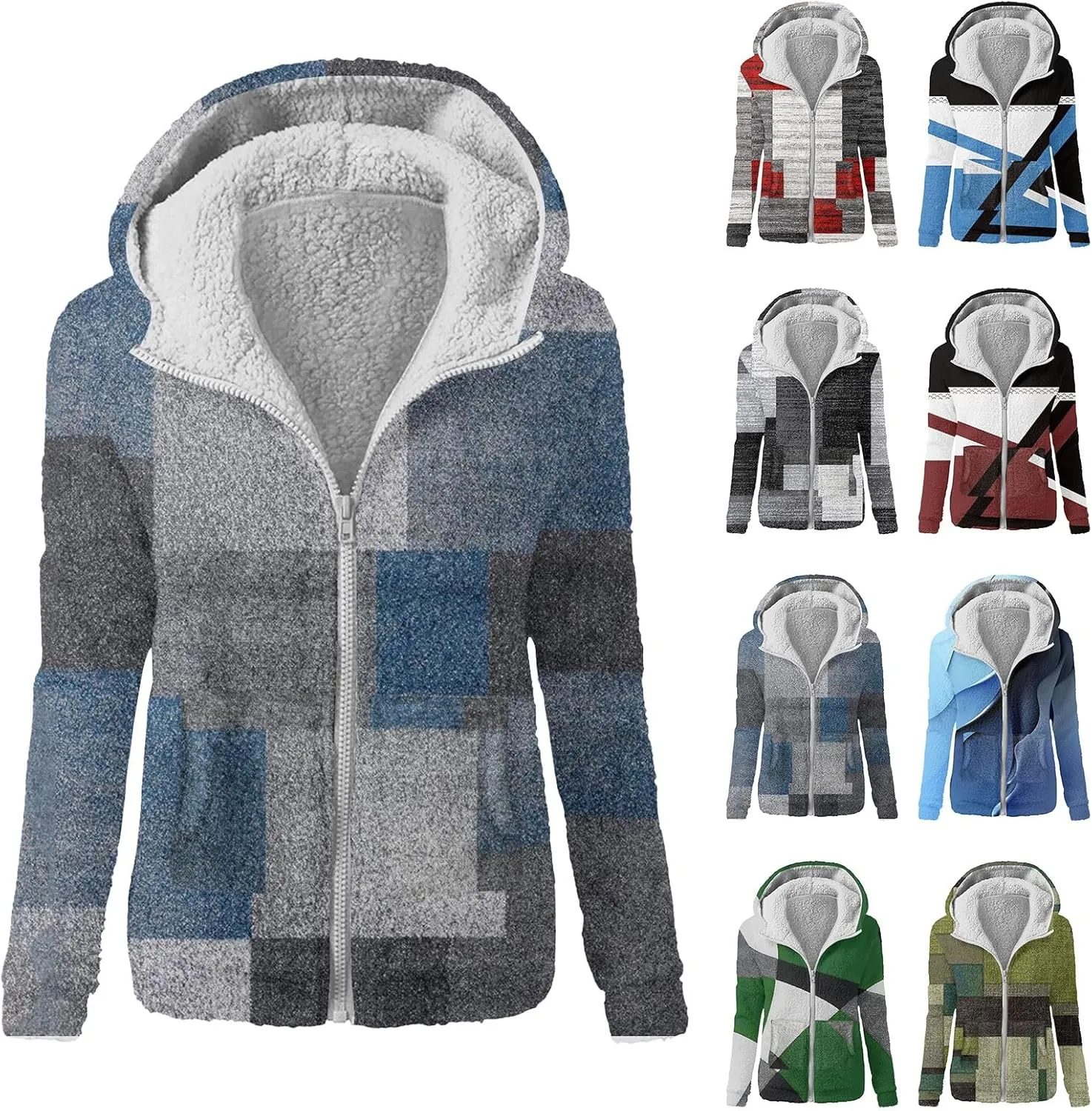 Winter Coats for Women Fuzzy Sherpa Fleece Jacket Zip Up Hoodie Womens Fall Fashion 2024 Long Sleeve Sweatshirts