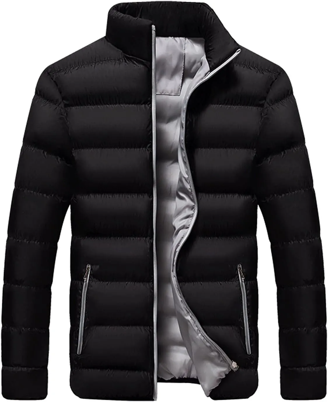Winter Jackets for Men - Lightweight Puffer Quilted Jacket, Packable Down Coat, Stand Up Collar