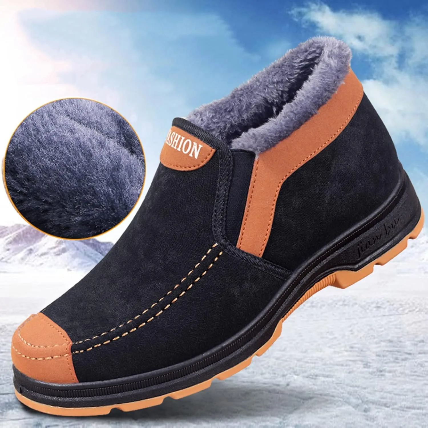 Winter Snow Boots for Women Slip on Womens Winter Ankle Snow Boots Women's Waterproof Winter Boots No Laces Wide Snow Boots for Women Wide Width Botas Para Mujer De Invierno