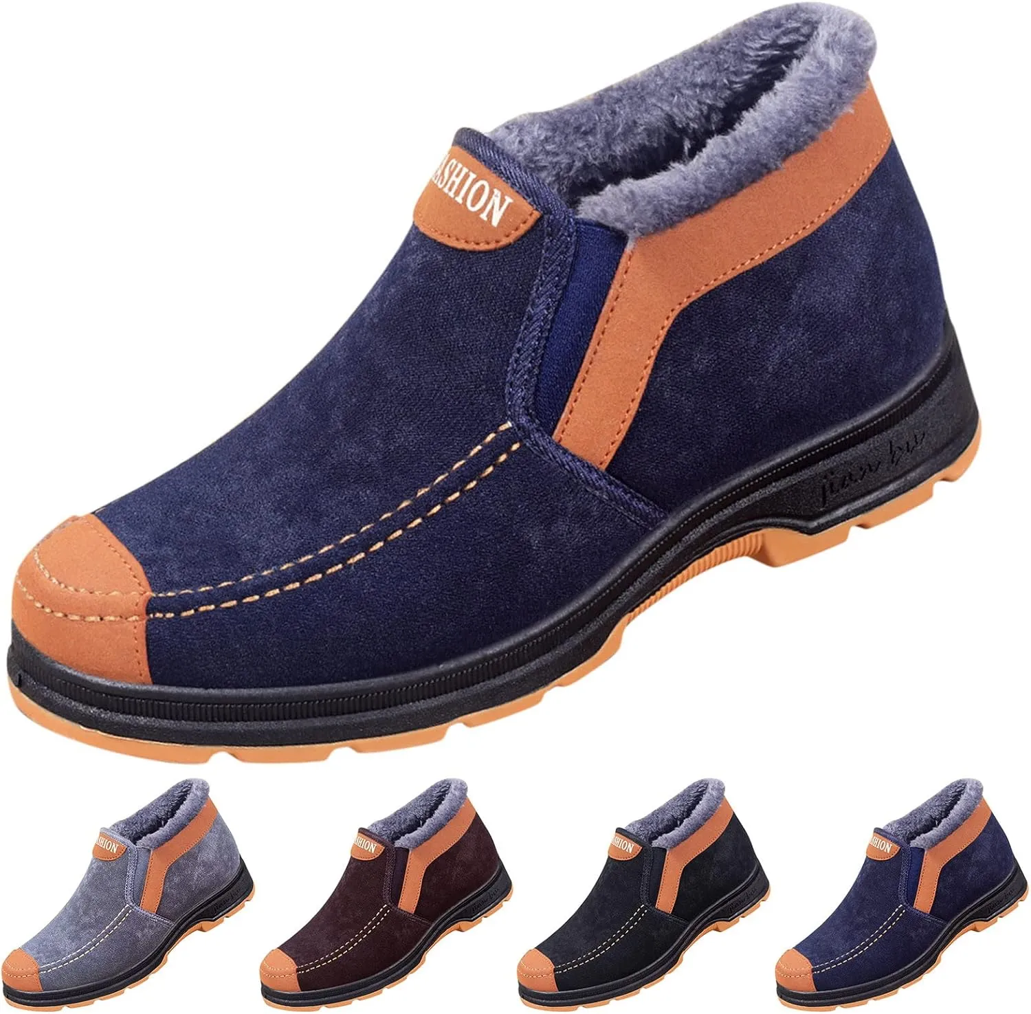 Winter Snow Boots for Women Slip on Womens Winter Ankle Snow Boots Women's Waterproof Winter Boots No Laces Wide Snow Boots for Women Wide Width Botas Para Mujer De Invierno