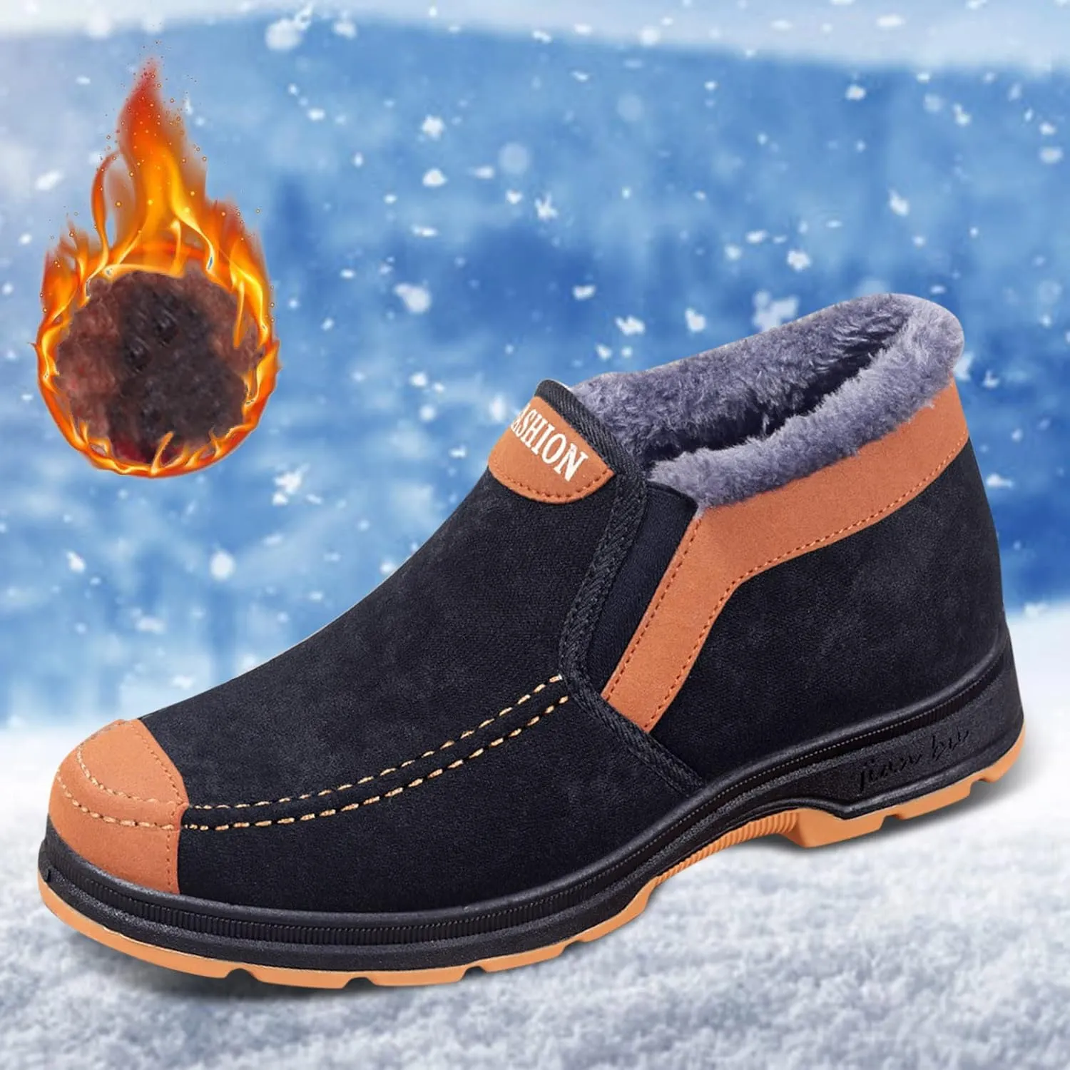 Winter Snow Boots for Women Slip on Womens Winter Ankle Snow Boots Women's Waterproof Winter Boots No Laces Wide Snow Boots for Women Wide Width Botas Para Mujer De Invierno