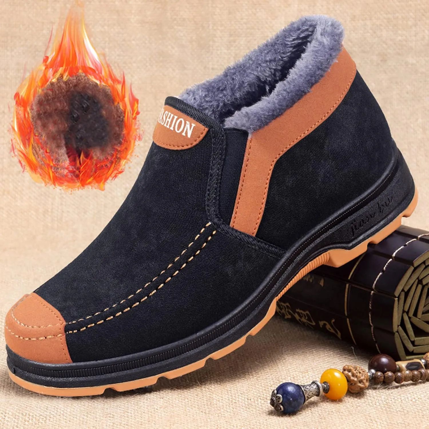 Winter Snow Boots for Women Slip on Womens Winter Ankle Snow Boots Women's Waterproof Winter Boots No Laces Wide Snow Boots for Women Wide Width Botas Para Mujer De Invierno