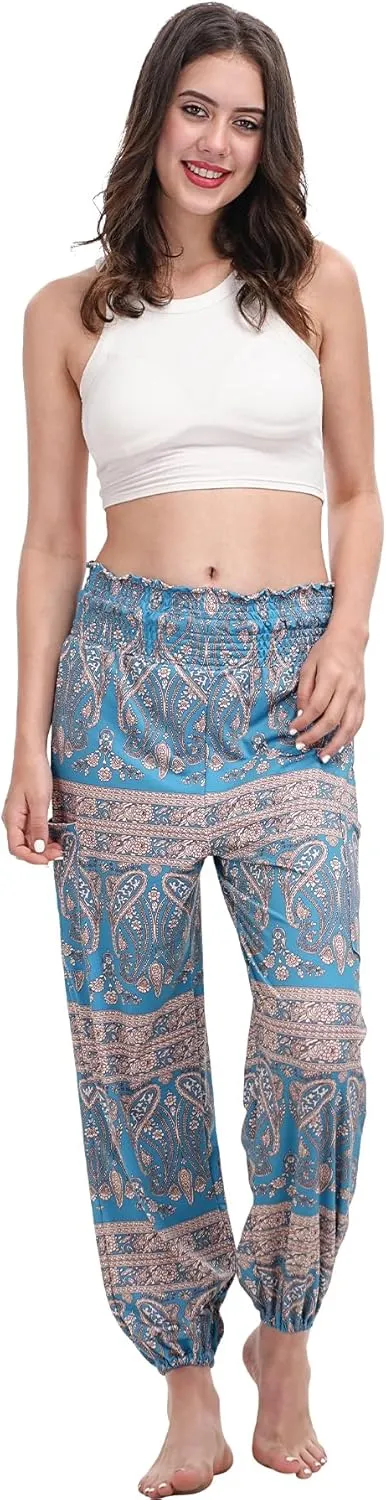 Women Boho Palazzo Pants High Waist Wide Leg Casual Lounge Pant Hippie Harem Yoga Trousers Clothes