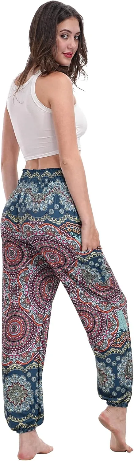 Women Boho Palazzo Pants High Waist Wide Leg Casual Lounge Pant Hippie Harem Yoga Trousers Clothes