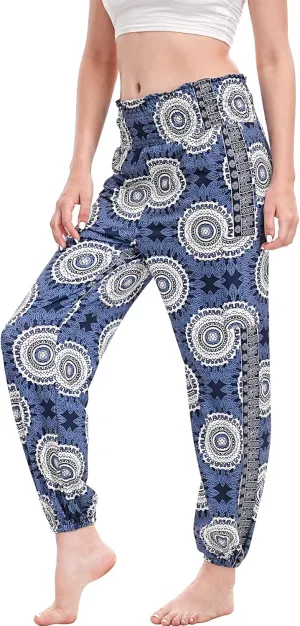 Women Boho Palazzo Pants High Waist Wide Leg Casual Lounge Pant Hippie Harem Yoga Trousers Clothes