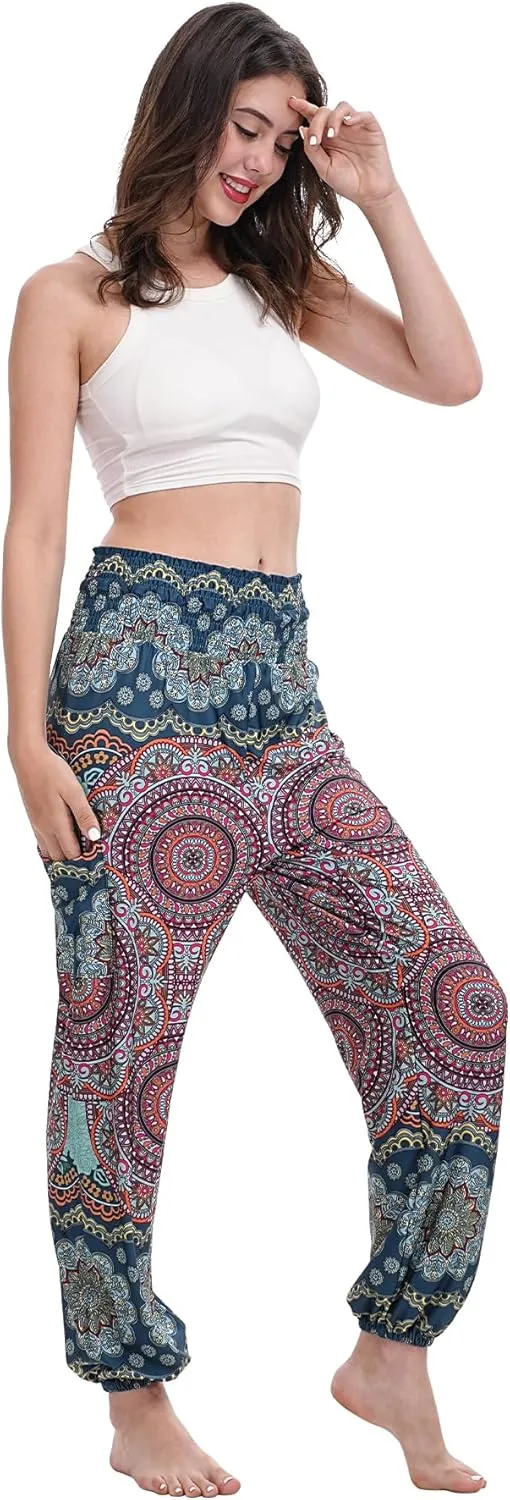 Women Boho Palazzo Pants High Waist Wide Leg Casual Lounge Pant Hippie Harem Yoga Trousers Clothes