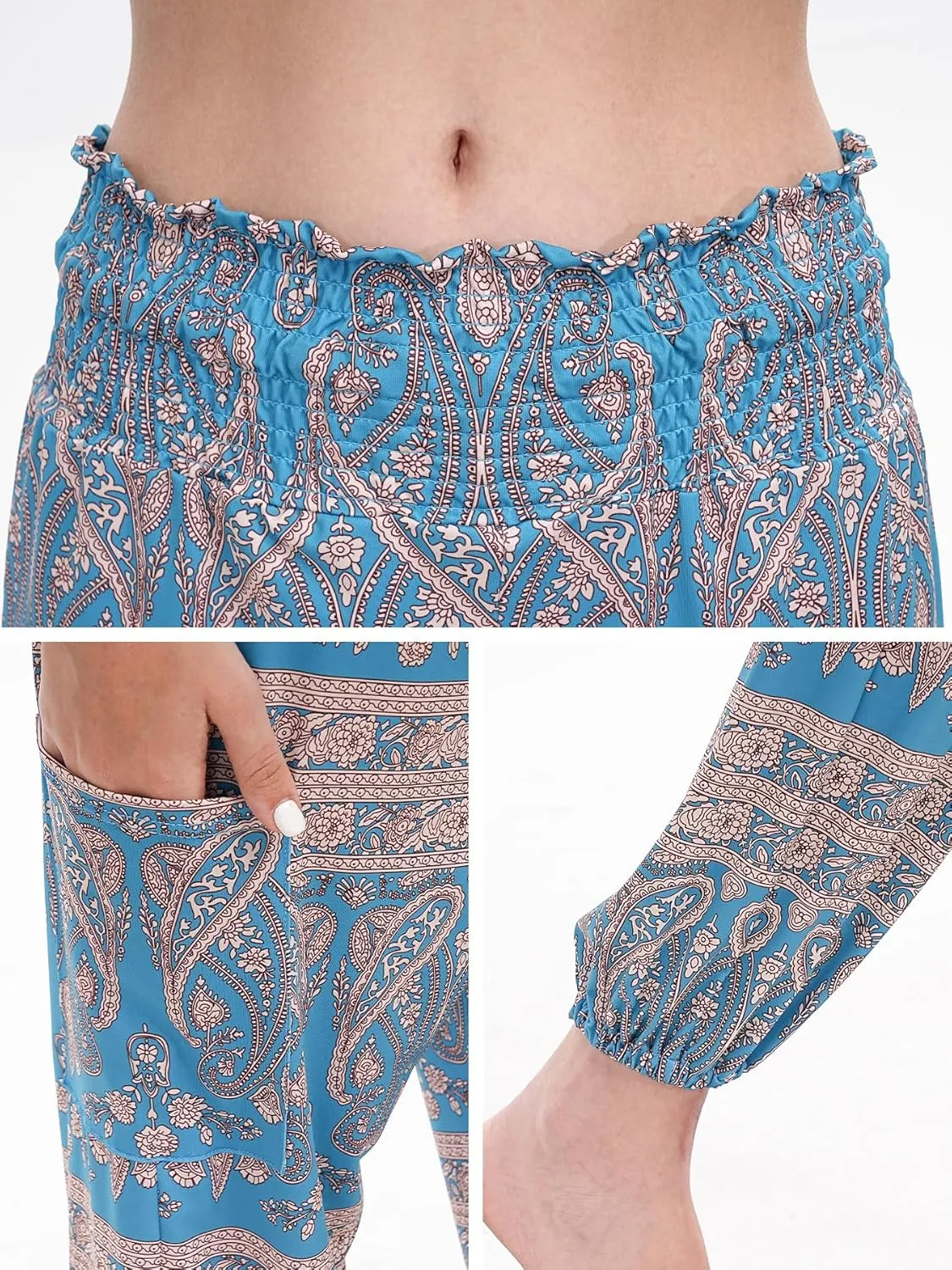 Women Boho Palazzo Pants High Waist Wide Leg Casual Lounge Pant Hippie Harem Yoga Trousers Clothes