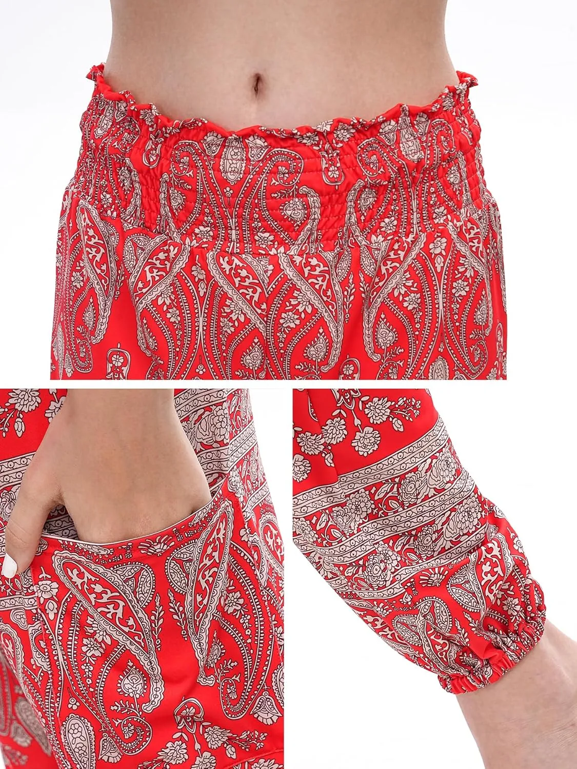 Women Boho Palazzo Pants High Waist Wide Leg Casual Lounge Pant Hippie Harem Yoga Trousers Clothes