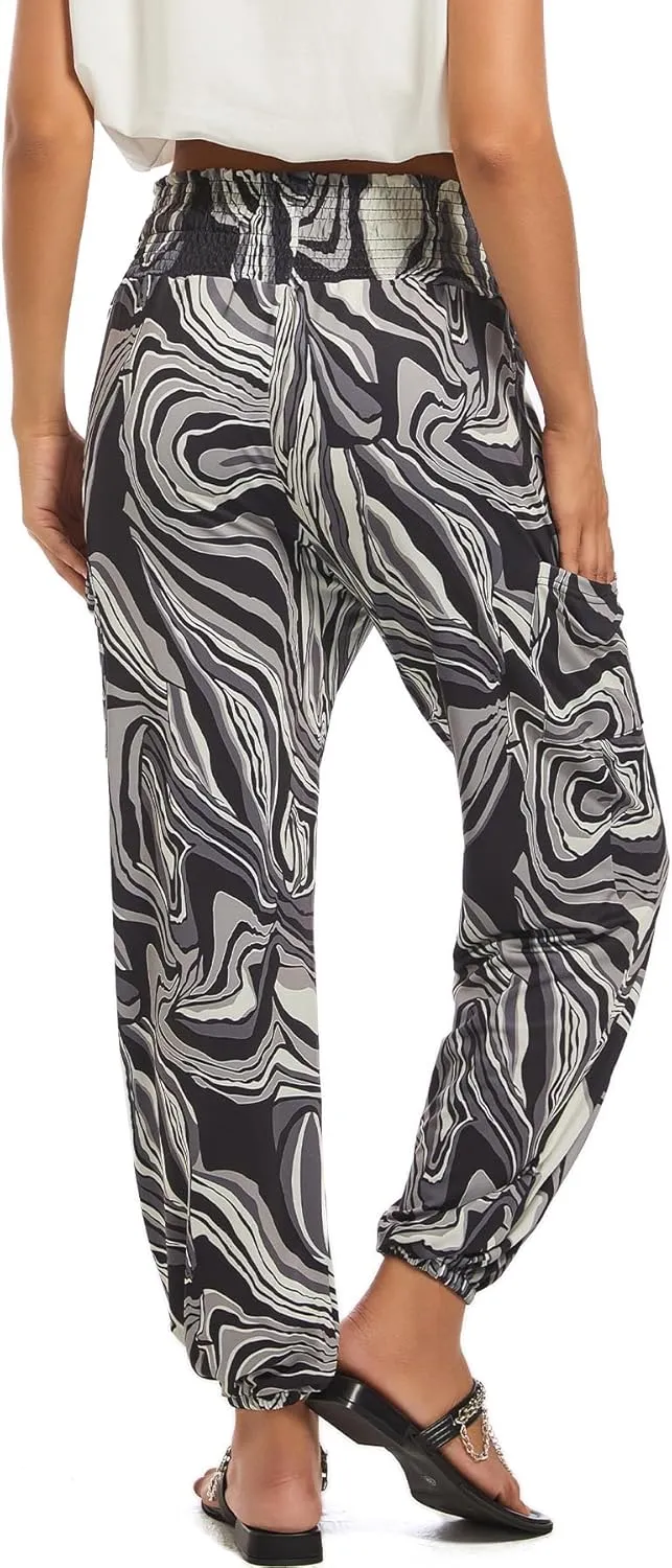 Women Boho Palazzo Pants High Waist Wide Leg Casual Lounge Pant Hippie Harem Yoga Trousers Clothes