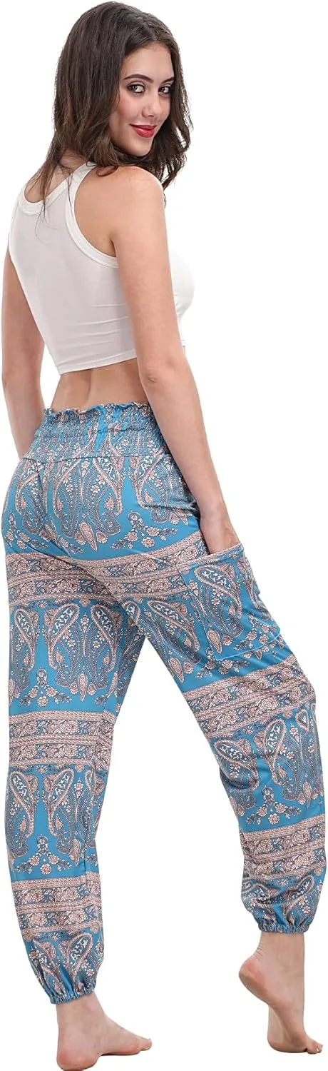 Women Boho Palazzo Pants High Waist Wide Leg Casual Lounge Pant Hippie Harem Yoga Trousers Clothes