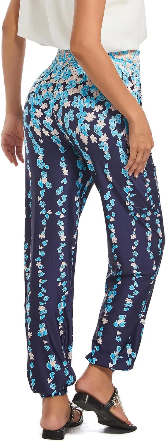 Women Boho Palazzo Pants High Waist Wide Leg Casual Lounge Pant Hippie Harem Yoga Trousers Clothes