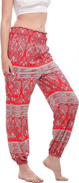 Women Boho Palazzo Pants High Waist Wide Leg Casual Lounge Pant Hippie Harem Yoga Trousers Clothes