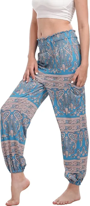 Women Boho Palazzo Pants High Waist Wide Leg Casual Lounge Pant Hippie Harem Yoga Trousers Clothes