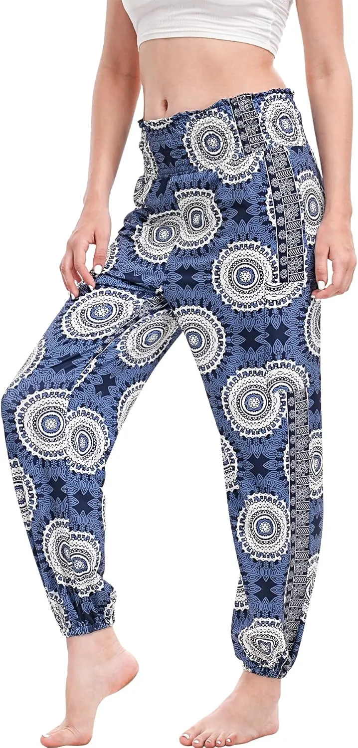 Women Boho Palazzo Pants High Waist Wide Leg Casual Lounge Pant Hippie Harem Yoga Trousers Clothes