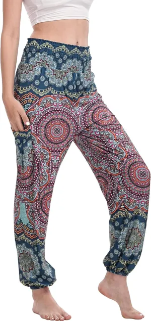 Women Boho Palazzo Pants High Waist Wide Leg Casual Lounge Pant Hippie Harem Yoga Trousers Clothes