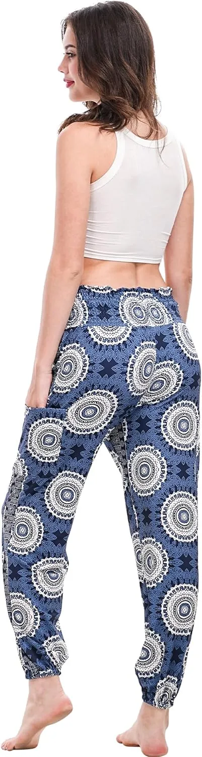 Women Boho Palazzo Pants High Waist Wide Leg Casual Lounge Pant Hippie Harem Yoga Trousers Clothes
