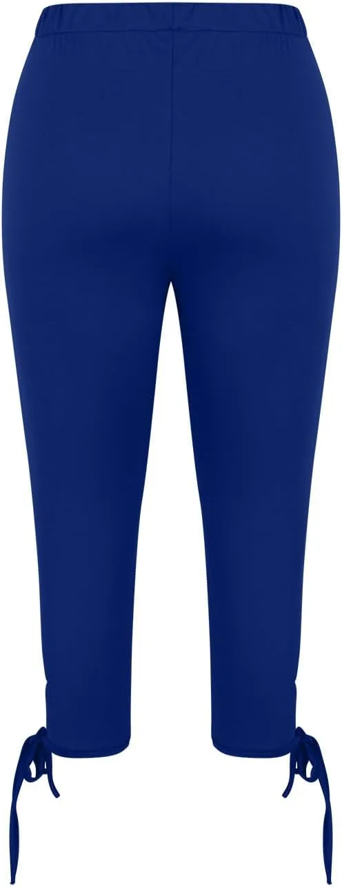 Women Capri Leggings Pants High Waist Lace Straight Leg Workout Pant Skinny Compression Comfortable Casual Trousers
