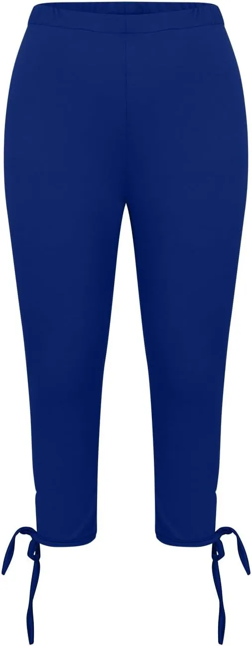 Women Capri Leggings Pants High Waist Lace Straight Leg Workout Pant Skinny Compression Comfortable Casual Trousers