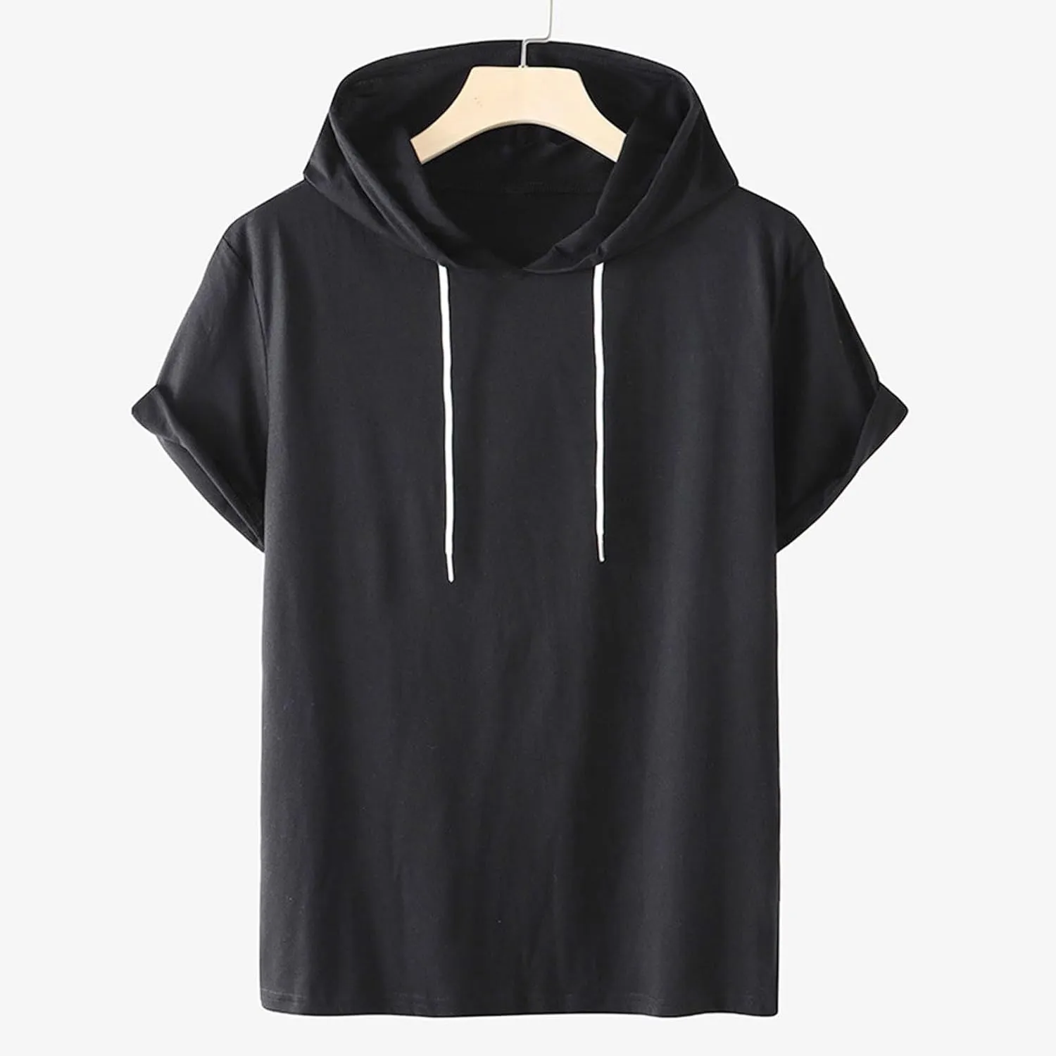 Women Casual Athletic Tops Summer Short Sleeve Hoodie Sweatshirts Spring Drawstring Hooded Pullover Sports Tops